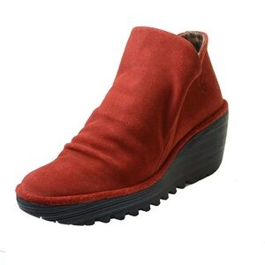Fly London YIP Suede Wedge Booties in Orange